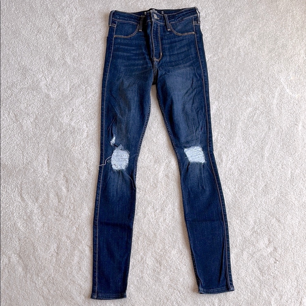 Hollister Blue Skinny Jeans with High-Rise Waist